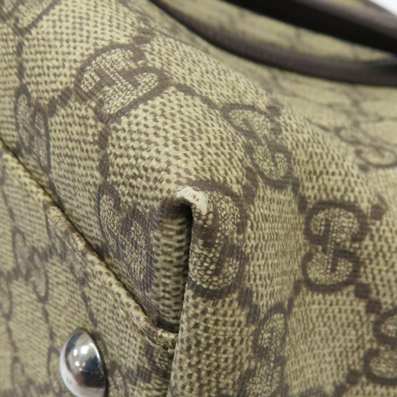 棕色 GG帆布 牛皮 肩背包 銀扣 114595【GUCCI 古馳】 114595-12