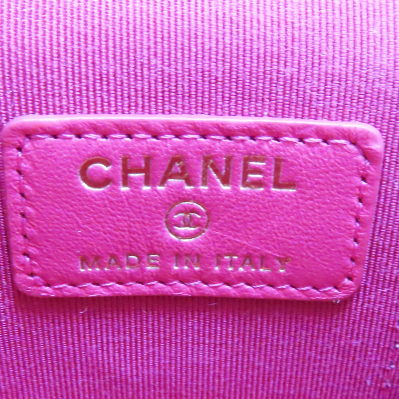 桃粉色 羊皮 Mini Vanity Case 鍊帶 肩背包 金扣【CHANEL 香奈兒】-5