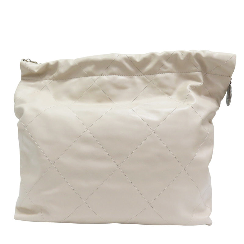 米白牛皮 22 中號 肩背包 銀扣 AS3261【CHANEL 香奈兒】 AS3261-1