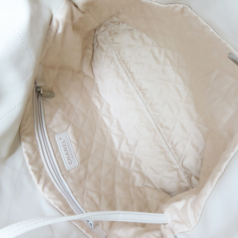 米白牛皮 22 中號 肩背包 銀扣 AS3261【CHANEL 香奈兒】 AS3261-5