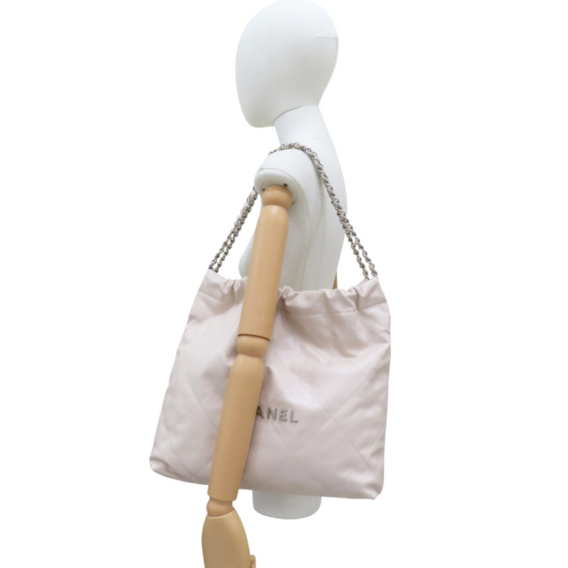 米白牛皮 22 中號 肩背包 銀扣 AS3261【CHANEL 香奈兒】 AS3261-10