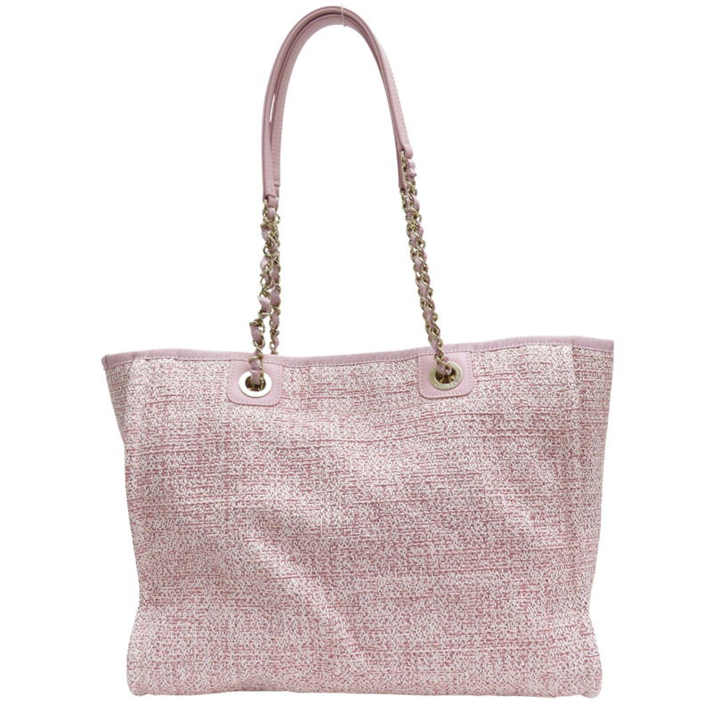 粉色帆布 Deauvill MM 沙灘包 肩背包 A67001【CHANEL 香奈兒】 A67001-1