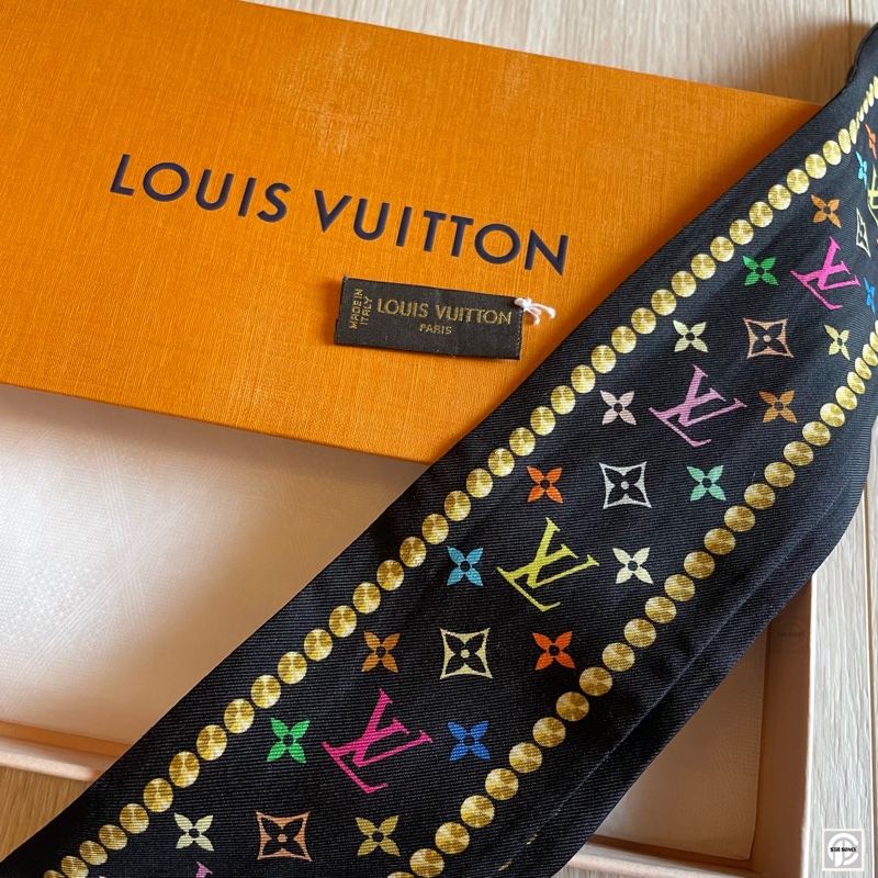 LV Louis Vuitton 黑彩絲巾-4