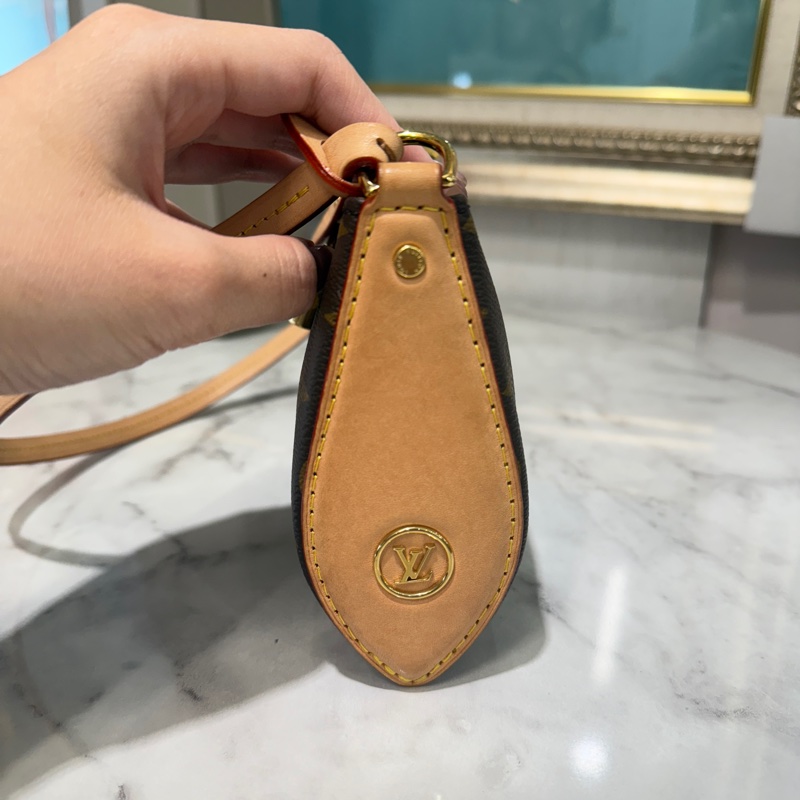 🌟新款麻將包🌟LV 原花Pochette Tirette金釦手提肩斜背麻將包M12859-10