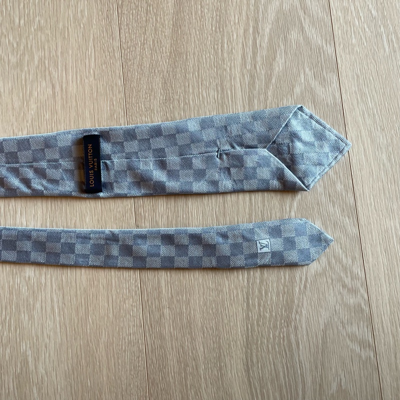 LV Louis Vuitton Damier 藍色棋盤格領帶 👔-10