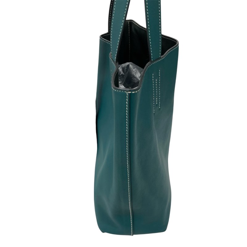 HERMES 愛馬仕 DOUBLE SENS28 雙面托特包 VAUX SWIFT皮革 海洋藍×深綠-3