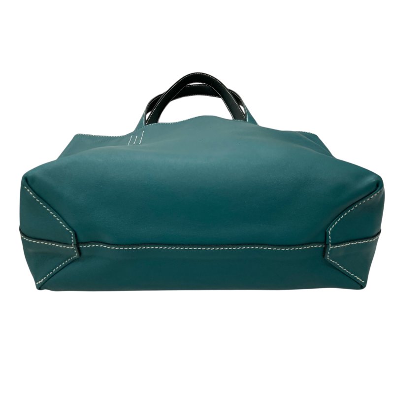 HERMES 愛馬仕 DOUBLE SENS28 雙面托特包 VAUX SWIFT皮革 海洋藍×深綠-4