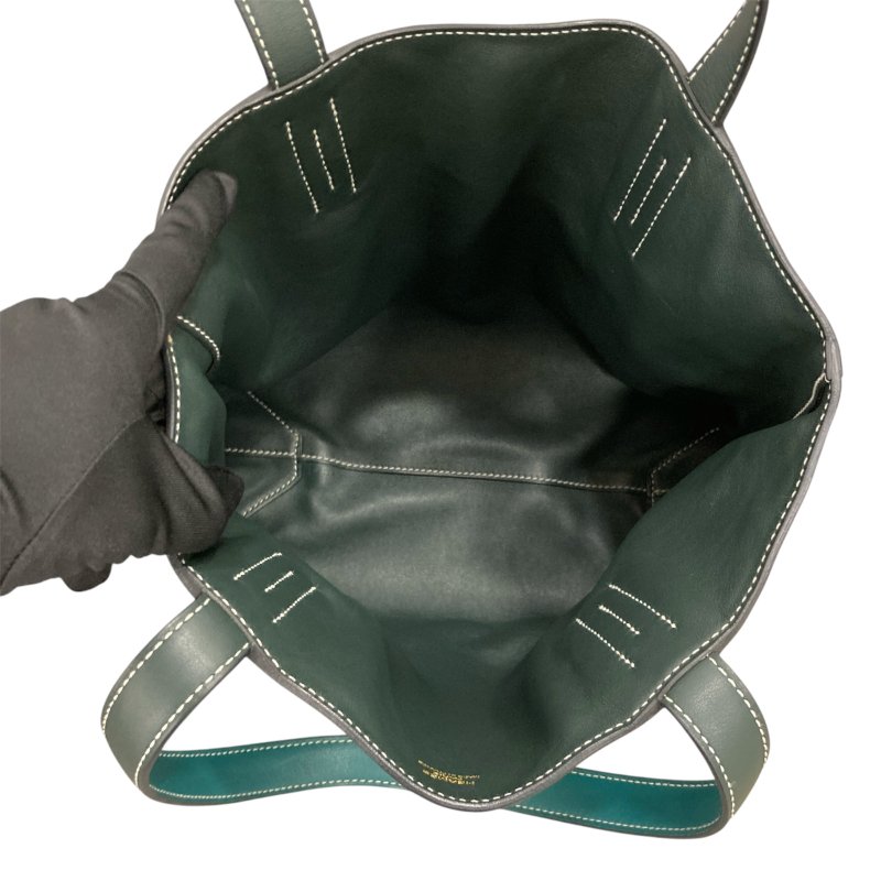 HERMES 愛馬仕 DOUBLE SENS28 雙面托特包 VAUX SWIFT皮革 海洋藍×深綠-6