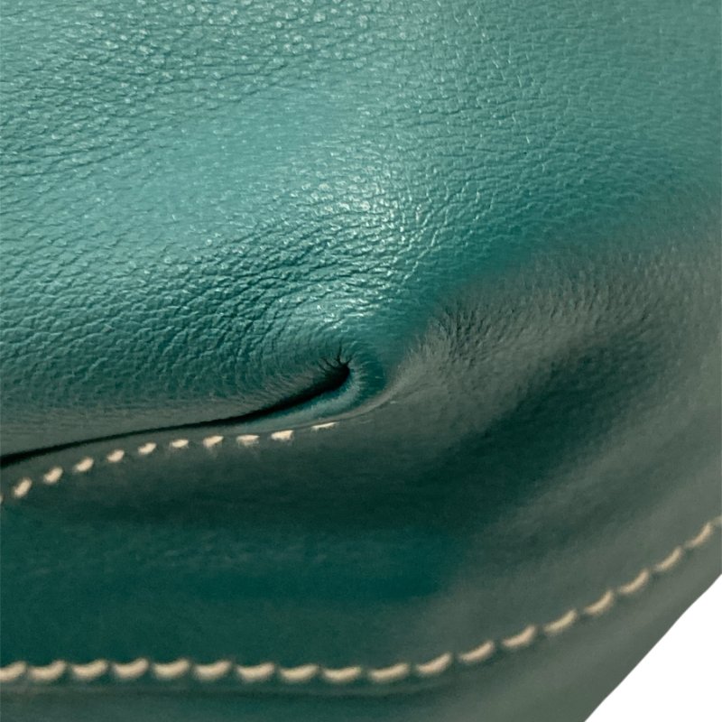 HERMES 愛馬仕 DOUBLE SENS28 雙面托特包 VAUX SWIFT皮革 海洋藍×深綠-9