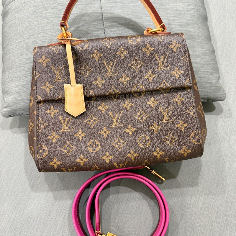 路易威登 LOUIS VUITTON Cluny BB 雙色背帶 手提 肩背包 M42738 晶片款 防塵袋原廠盒子-0