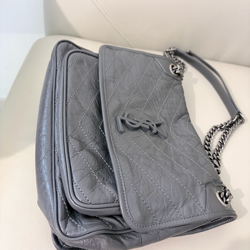 YSL Niki Medium Grey 聖羅蘭NIKI復古皮革中號 （灰色）-3