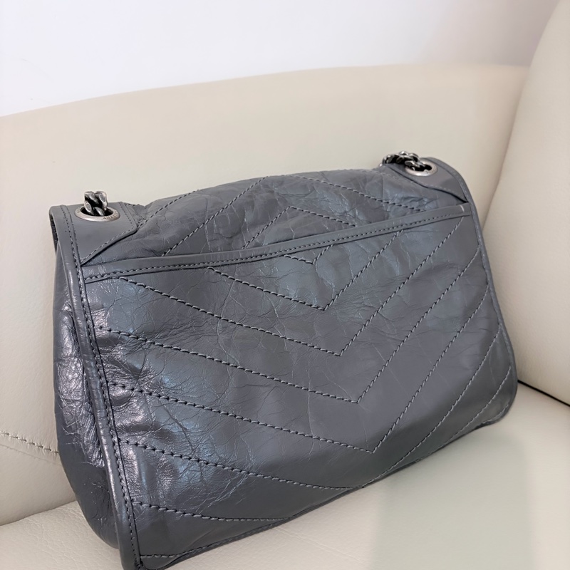 YSL Niki Medium Grey 聖羅蘭NIKI復古皮革中號 （灰色）-7
