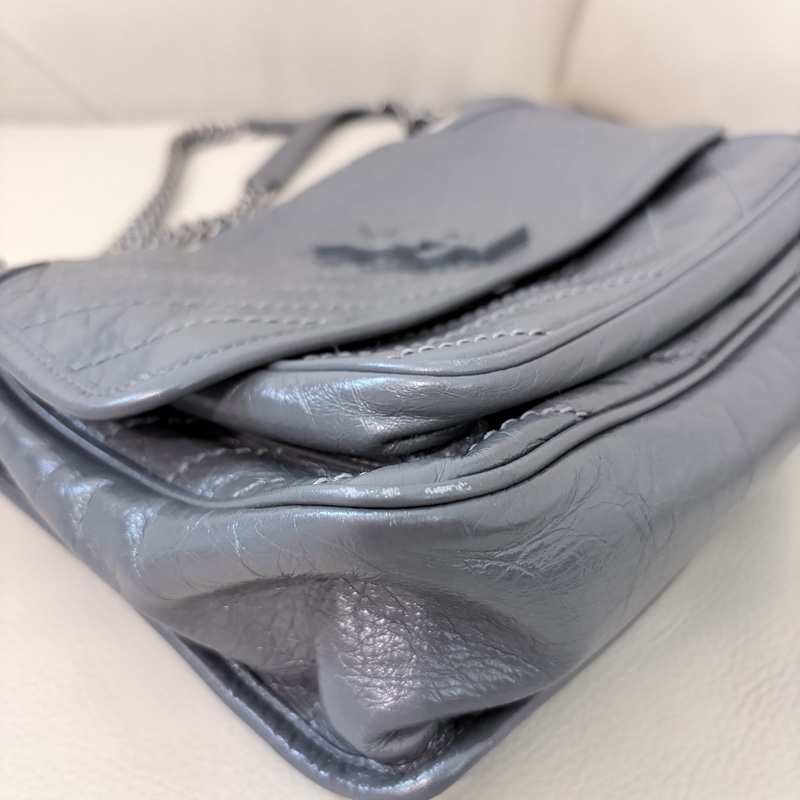 YSL Niki Medium Grey 聖羅蘭NIKI復古皮革中號 （灰色）-8