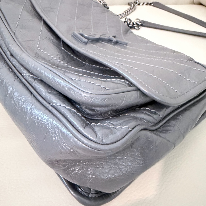 YSL Niki Medium Grey 聖羅蘭NIKI復古皮革中號 （灰色）-10