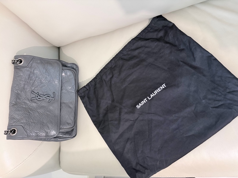 YSL Niki Medium Grey 聖羅蘭NIKI復古皮革中號 (灰色)-30
