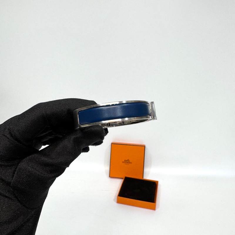 HERMES霧面藍琺瑯Clic H GM手環 H703203-3