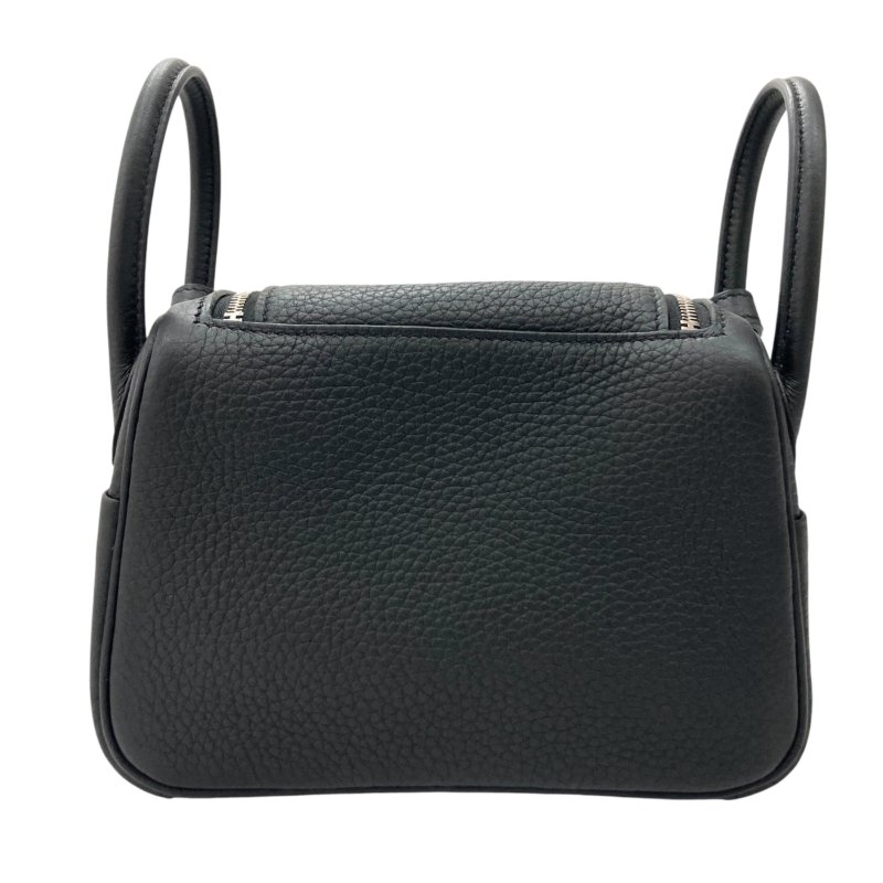 HERMES 愛馬仕 MINI LINDY K刻 皮革 肩背包 黑色 銀扣-2