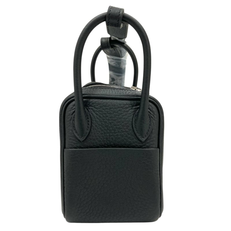 HERMES 愛馬仕 MINI LINDY K刻 皮革 肩背包 黑色 銀扣-4