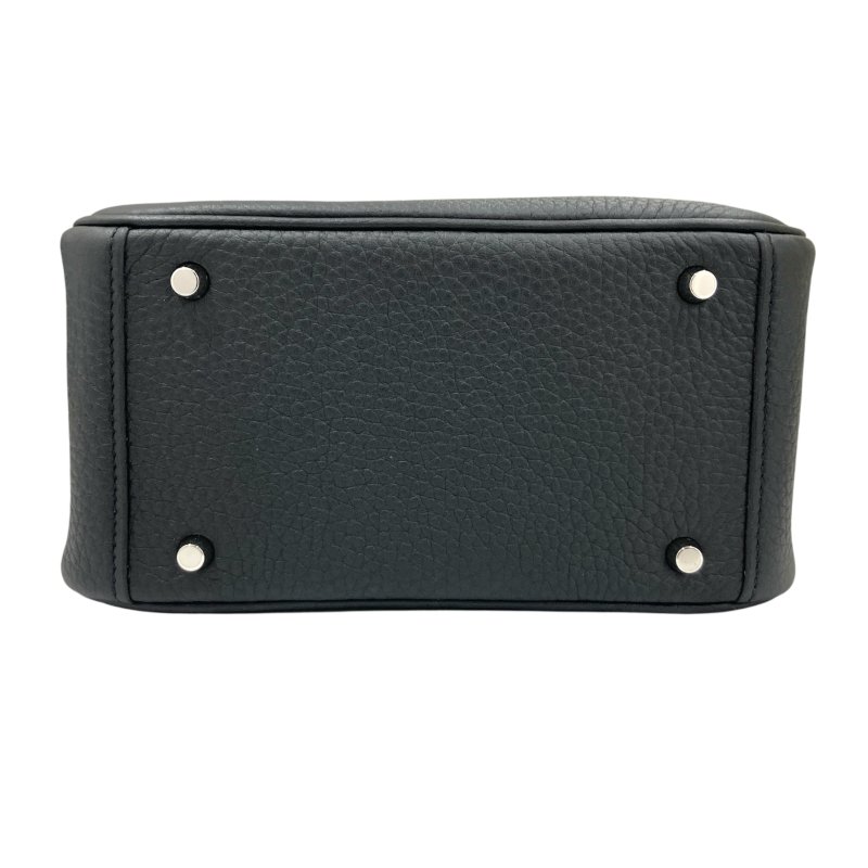 HERMES 愛馬仕 MINI LINDY K刻 皮革 肩背包 黑色 銀扣-5
