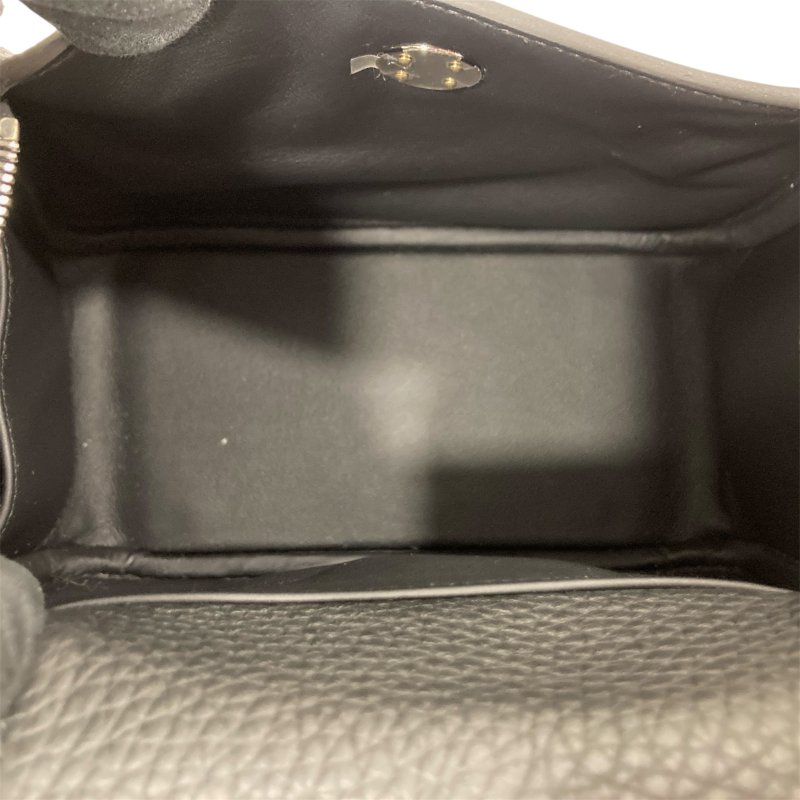 HERMES 愛馬仕 MINI LINDY K刻 皮革 肩背包 黑色 銀扣-7