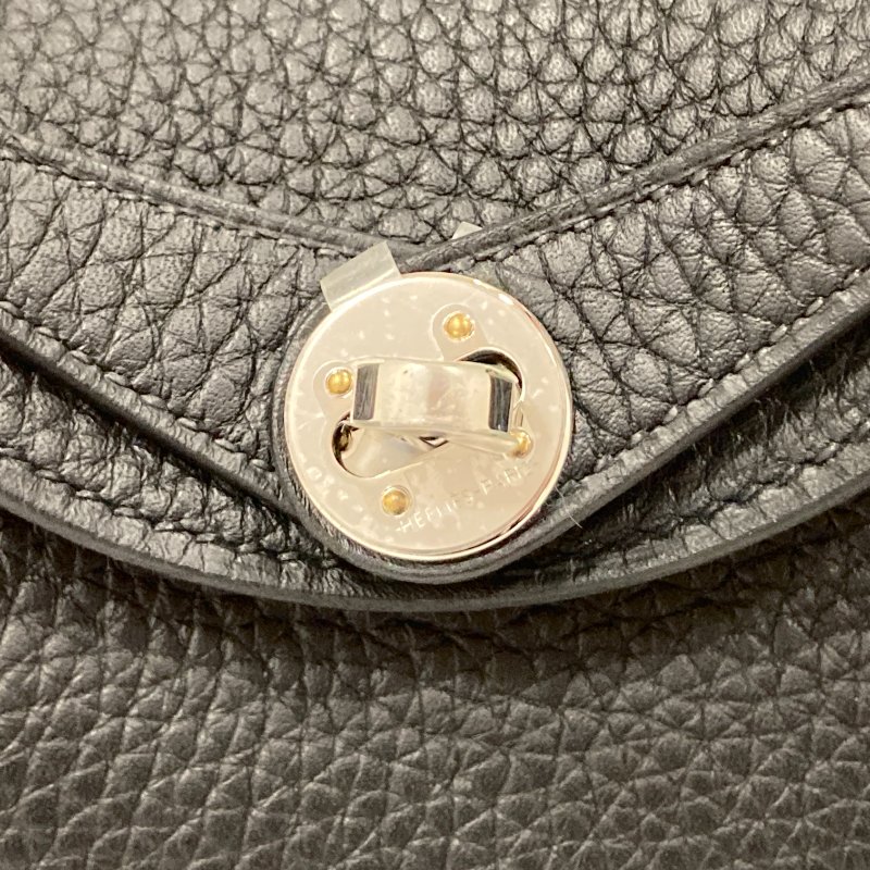 HERMES 愛馬仕 MINI LINDY K刻 皮革 肩背包 黑色 銀扣-14