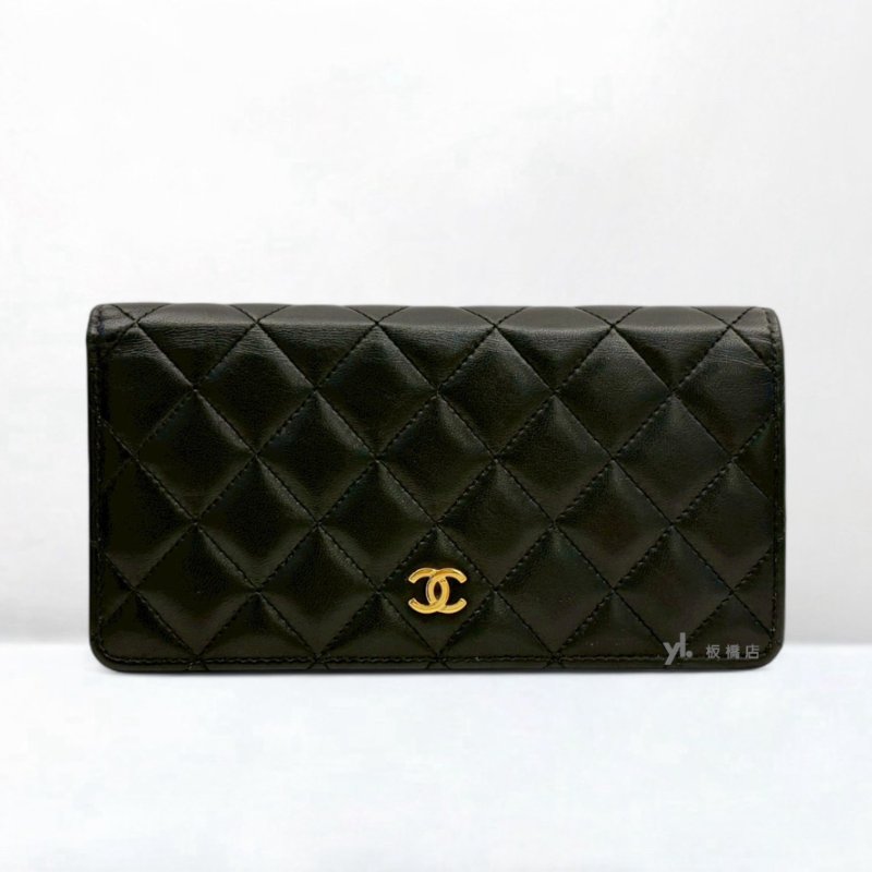 CHANEL皮夾 黑羊皮對開長夾A31509-0