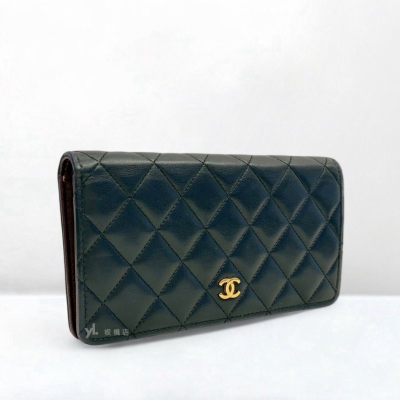 CHANEL皮夾 黑羊皮對開長夾A31509-2