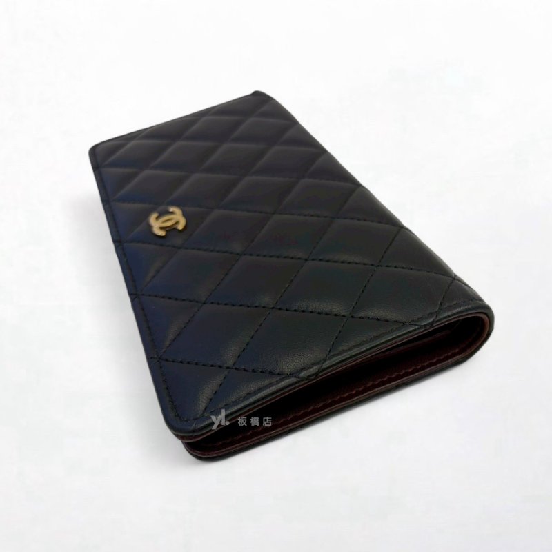 CHANEL皮夾 黑羊皮對開長夾A31509-6