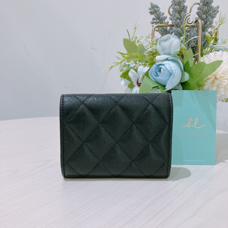TK1832 CHANEL 香奈兒小號翻蓋式銀包SMALL FLAP WALLET IN BLACK GRAINED CALFSKIN-1