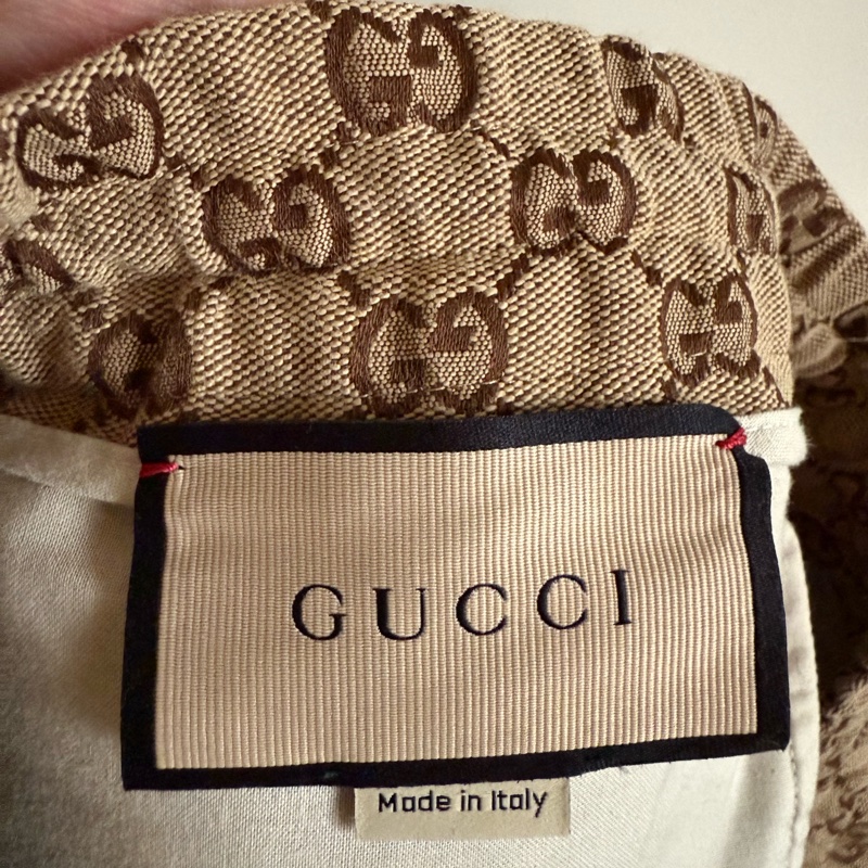GUCCI 純色滿印老花直筒休閒褲-4