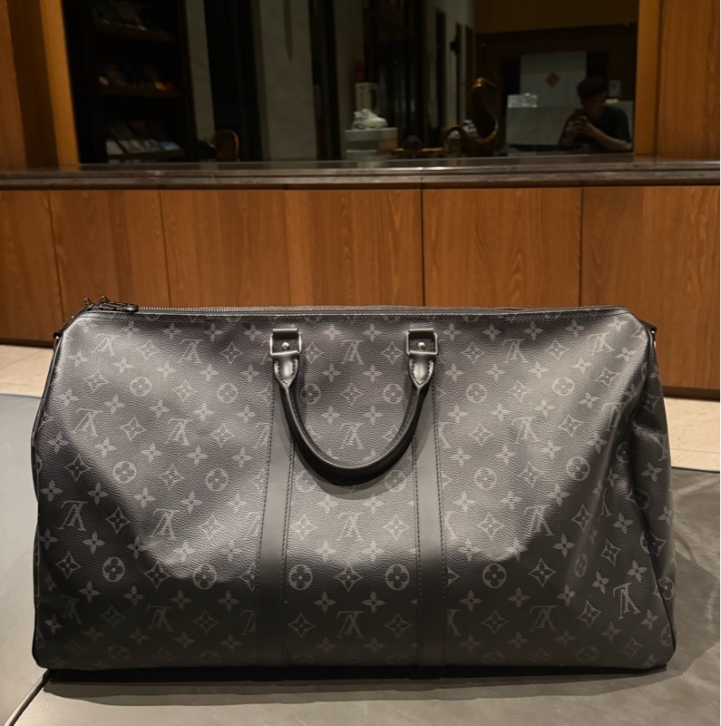 LV 黑老花 keepall 55 kp55 旅行袋-2