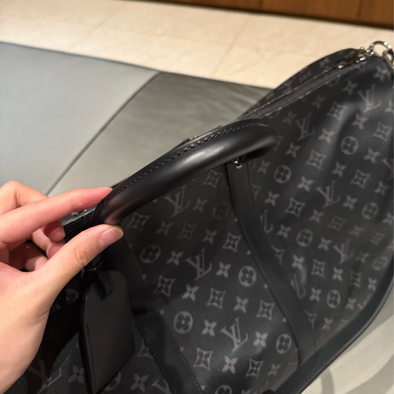 LV 黑老花 keepall 55 kp55 旅行袋-6
