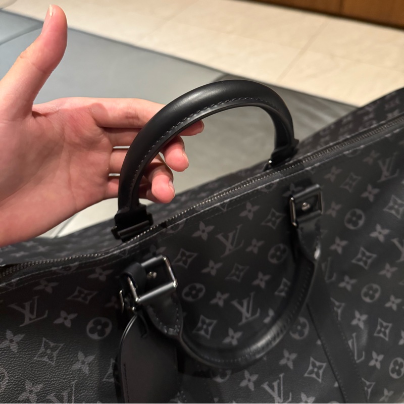 LV 黑老花 keepall 55 kp55 旅行袋-7
