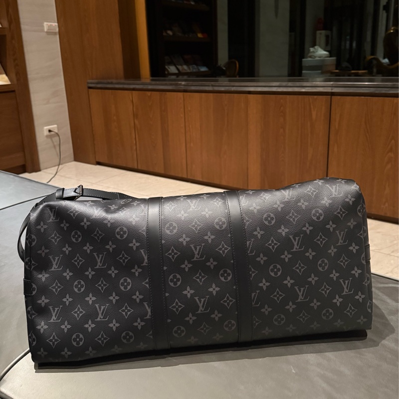 LV 黑老花 keepall 55 kp55 旅行袋-8