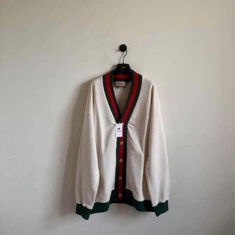 Gucci 紅綠織條雙G小logo開衫