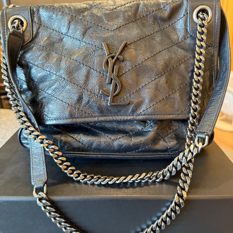 YSL 中號Nik 復古牛皮鏈包 專櫃正品-9