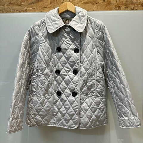 【美收精品】BURBERRY 灰色林格紋雙排扣外套 4-97【隔月月中將轉賣至日本 上架期限30天】