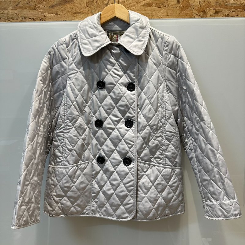 【美收精品】BURBERRY 灰色林格紋雙排扣外套 4-97【隔月月中將轉賣至日本 上架期限30天】-0