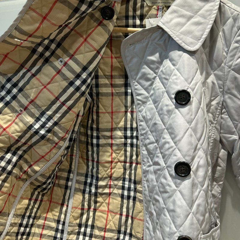 【美收精品】BURBERRY 灰色林格紋雙排扣外套 4-97【隔月月中將轉賣至日本 上架期限30天】-5