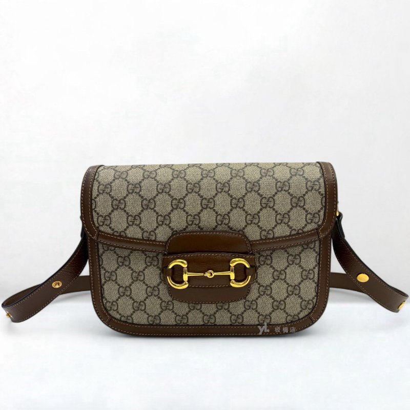 GUCCI Horsebit 1955棕小號斜背包 602204-0