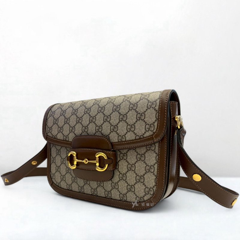 GUCCI Horsebit 1955棕小號斜背包 602204-1