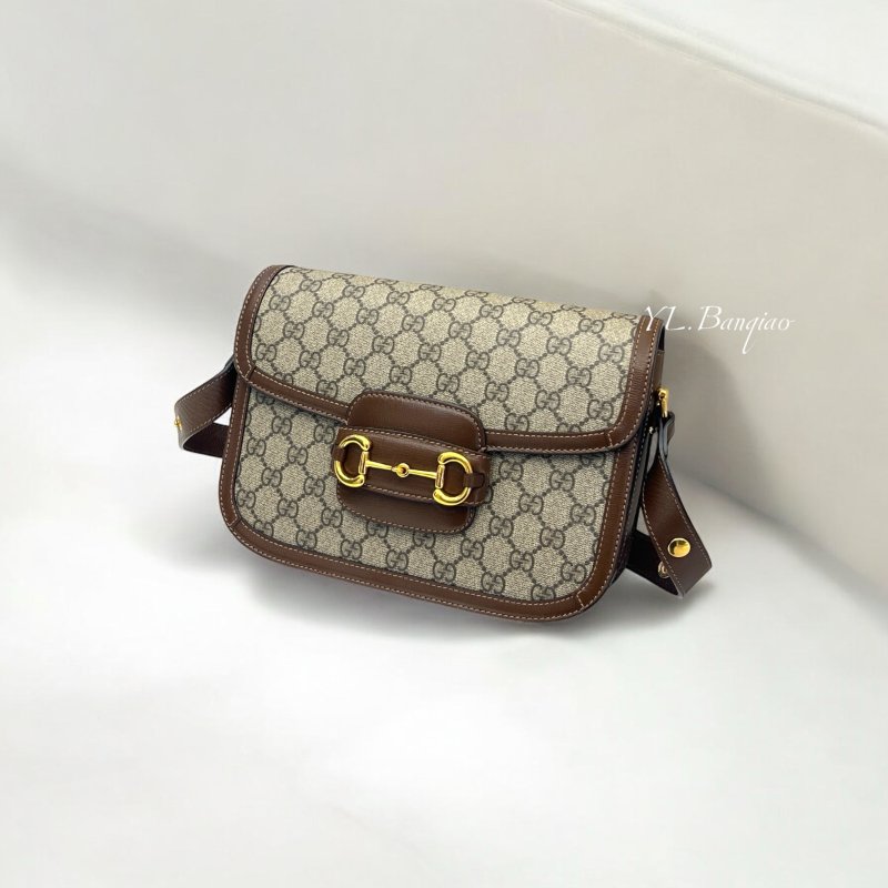 GUCCI Horsebit 1955棕小號斜背包 602204-0