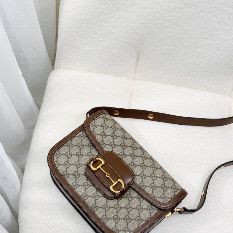 GUCCI Horsebit 1955棕小號斜背包 602204-0