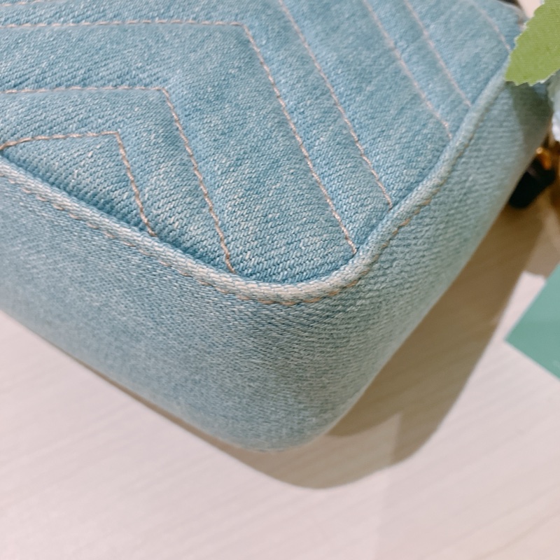 TK1836 GUCCI 古馳小號經典翻蓋式牛仔布鍊帶包包DENIM MATELASSE MIN PEARLY GG MARMONT SHOULDER BAG-24