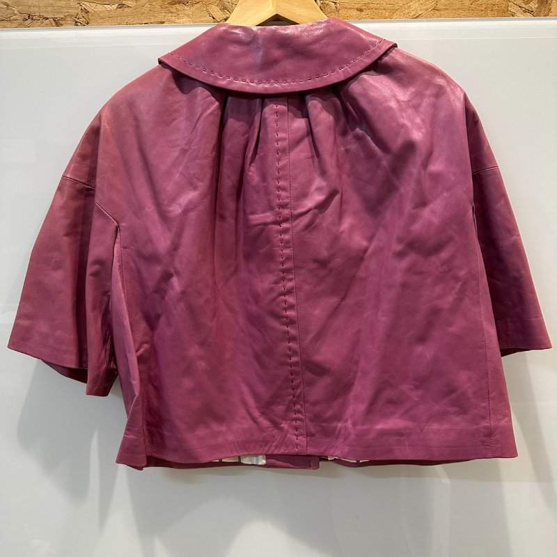 【美收精品】coach 紫色皮革短版外套 4-98【隔月月中將轉賣至日本 上架期限30天】-1