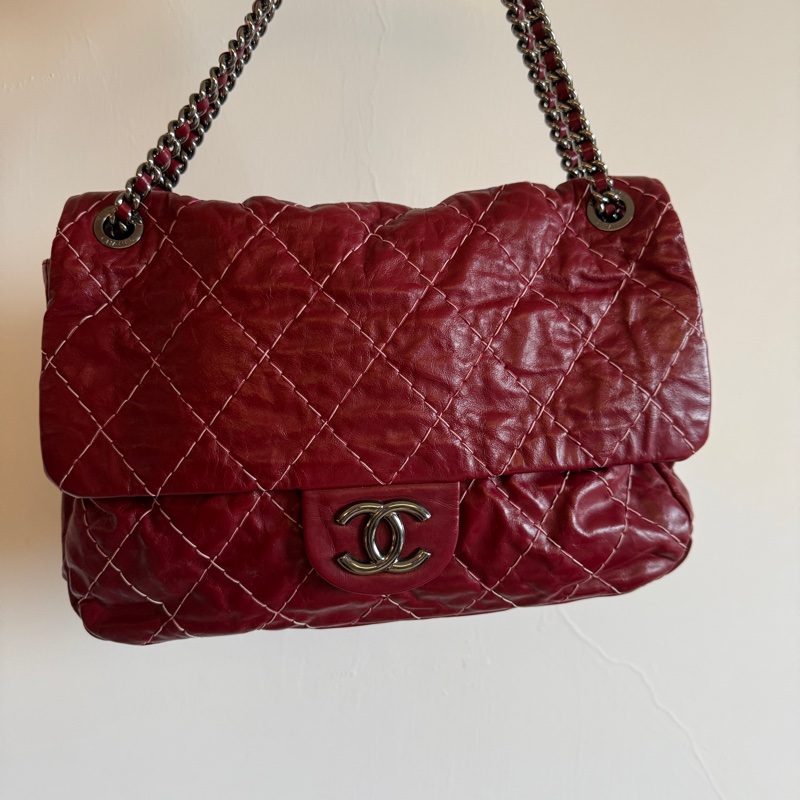 Chanel 2.55 Reissue Flap Bag – Aged Calfskin (皺摺小羊皮酒紅色)-0