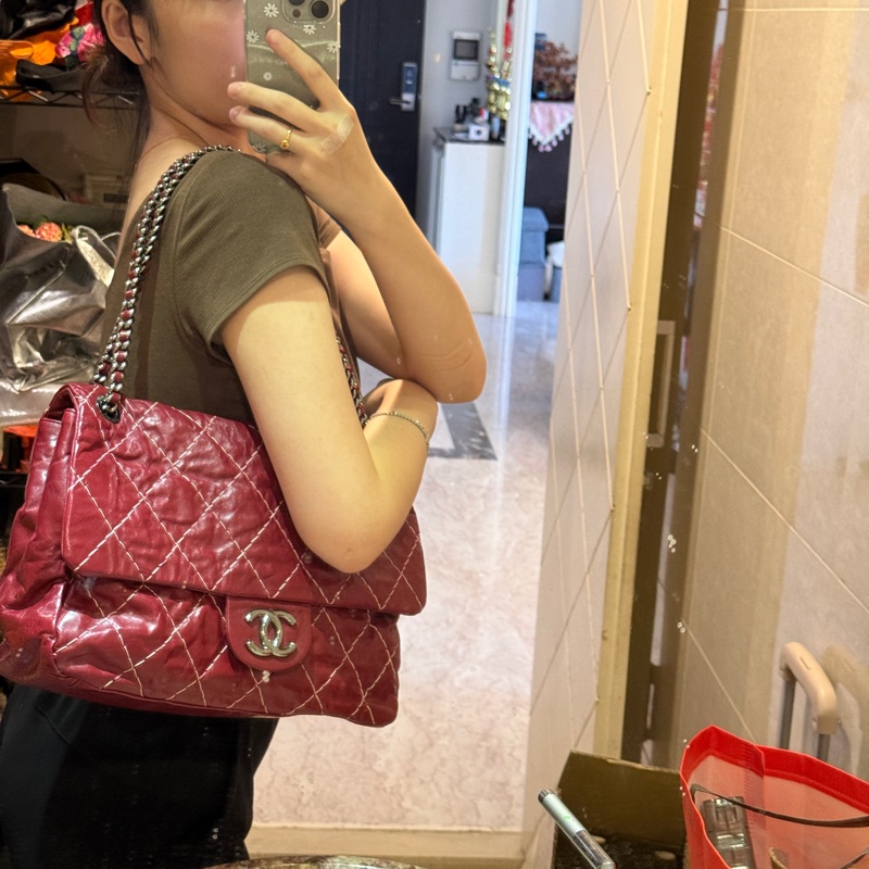 Chanel 2.55 Reissue Flap Bag – Aged Calfskin (皺摺小羊皮酒紅色)-4