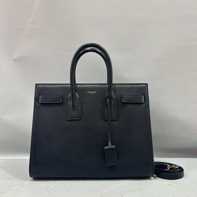 YSL 355153 黑牛皮金釦兩用包 永恆包-0