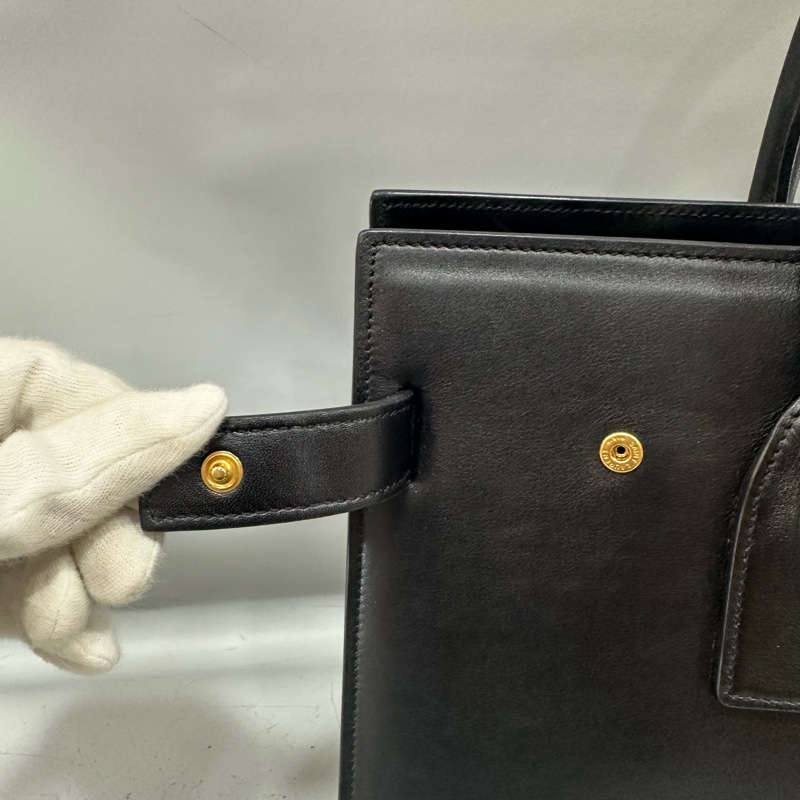 YSL 355153 黑牛皮金釦兩用包 永恆包-15