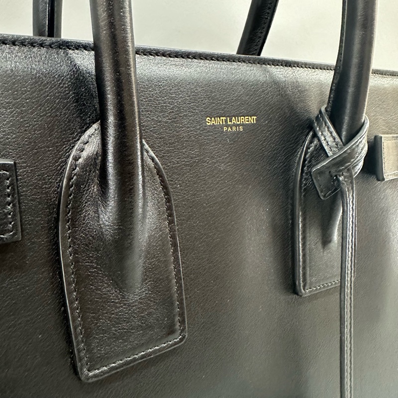 YSL 355153 黑牛皮金釦兩用包 永恆包-25